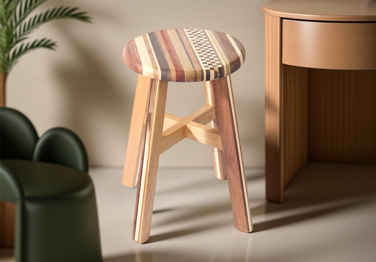 Yosegi Zaiku Wood Stools Style A picture 2